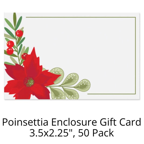 Poinsettia Enclosure Card 3.5x2.25" Pack of 50 - Picture 2 of 6
